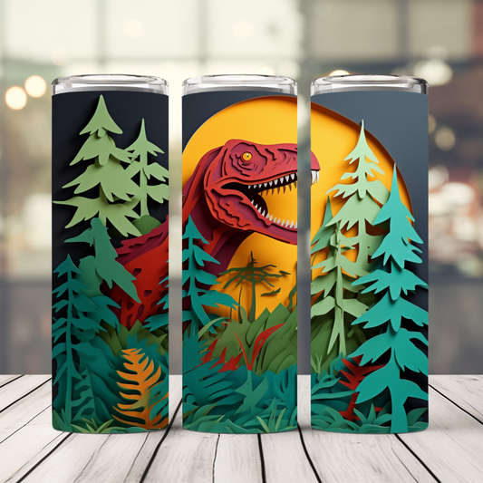 Simulation 3D T-Rex 20 Oz. Straight Stainless Steel Tumbler