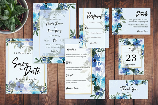 Winter Floral Wedding Invitation Suite - DIGITAL .PSD FILE