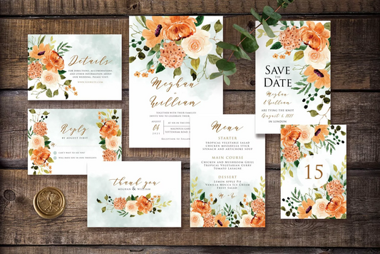 Rustic Flower Garden Wedding Invitation Suite - DIGITAL .PSD FILE