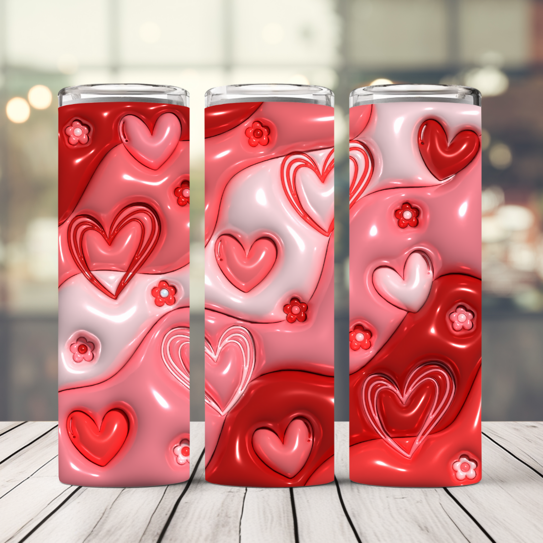 Simulation 3D Heart 20 Oz. Straight Stainless Steel Tumbler
