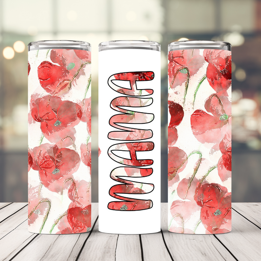 Poppies Mama 20 Oz. Straight Stainless Steel Tumbler