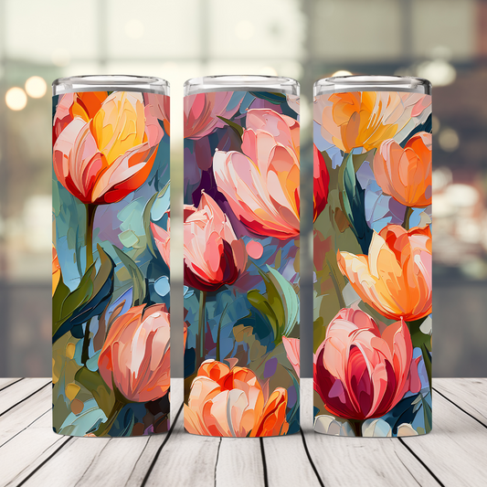 Watercolor Tulip 20 Oz. Straight Stainless Steel Tumbler