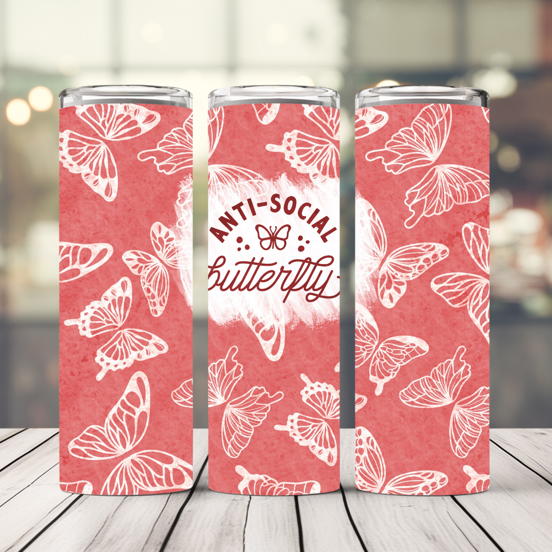 Antisocial Butterfly 20 Oz. Straight Stainless Steel Tumbler