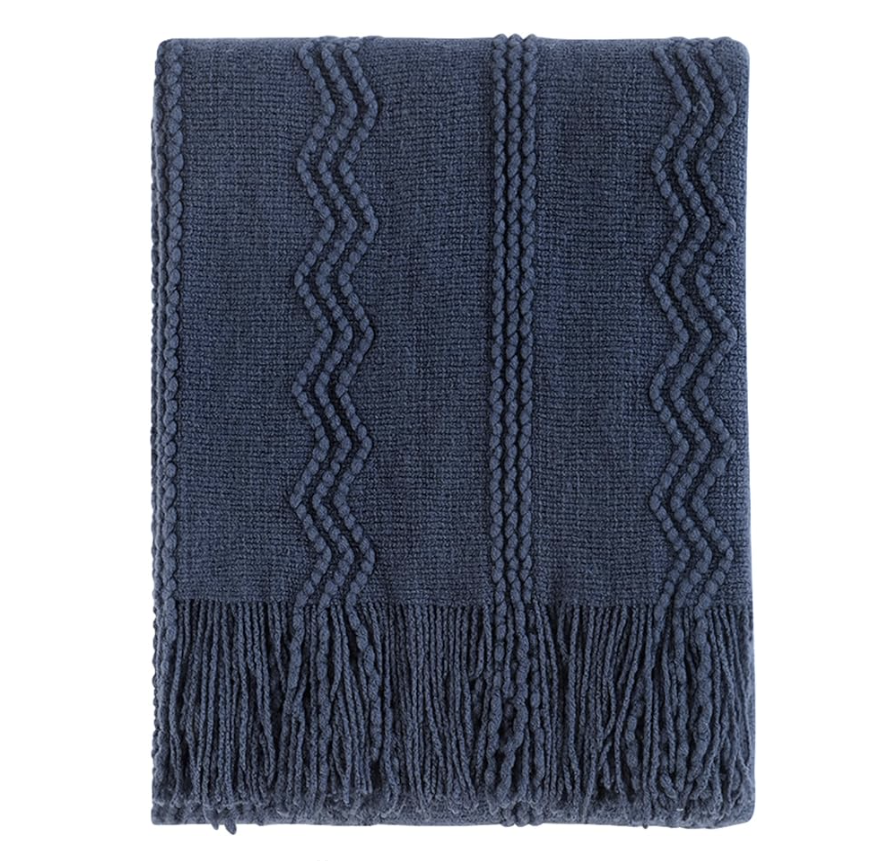 Realtor Present - Knitted Throw Blanket With Wooden Tag
