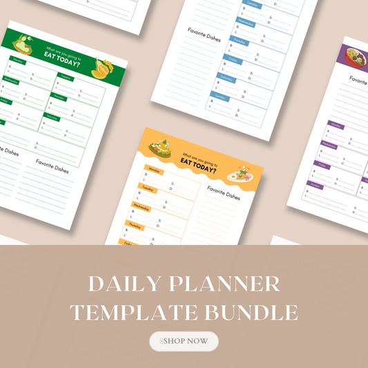 Weekly Simple Colorful Meal Planner - DIGITAL FILE