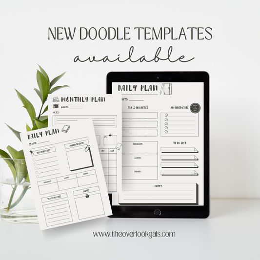 Black + White Daily/Monthly Planner Sheets - DIGITAL FILE